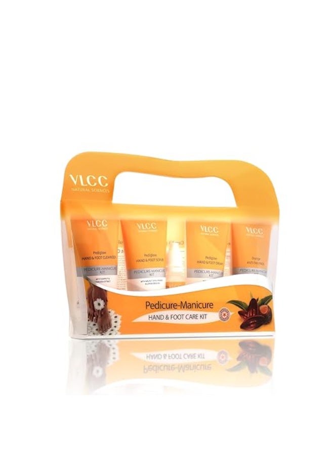 VLCC Pedicure - Manicure Hand & Foot Kit - 150g + 60ml | Remove Dirt, Impurities & Dead Skin Cells | Softens and Nourishes Hand and Feet | Combo of Oil, Cleanser, Scrub, Cream, Anti tan pack. - Image 1